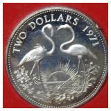1971 Bahamas $2 Flamingo Silver Coin