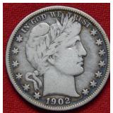1902 Barber Silver Half Dollar