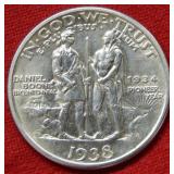 1938 D Boon Silver Commemorative Half Dollar