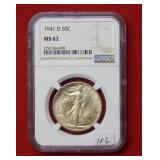 1941 D Walking Liberty Half Dollar NGC MS62