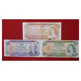 1974 $2- 1971 $10  - 1979 $20 Canada Notes