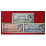 1954 $1, $2, & $5 Canada Notes