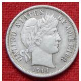 1914 D Barber Silver Dime