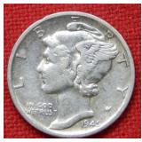 1945 S Mercury Silver Dime - Micro S