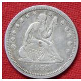 1858 Seated Liberty Silver Quarter - No Motto