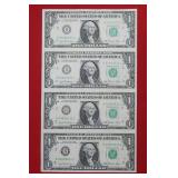 1981 Partial Sheet of 4 $1 Fed Res Notes