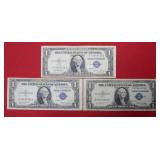 (3) 1935 E $1 Silver Certificates
