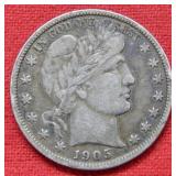 1905 S Barber Silver Half Dollar