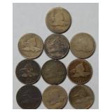Lot of (10) Mixed Date Flying Eagle Cents