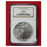 1991 Silver Eagle NGC MS69