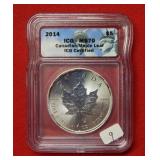 2014 Canada Silver Maple Leaf Coin ICG MS70 1 oz