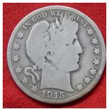 1915 Barber Silver Half Dollar Coin