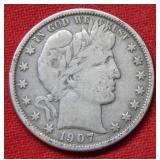 1907 O Barber Silver Half Dollar Coin