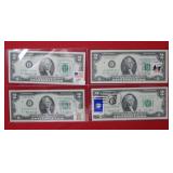 (4) 1976 $2 Fed Res Notes - First Issue Notes