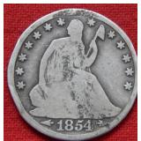 1854 O Seated Liberty Silver Half - with Arrows