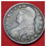 1827 Bust Half Silver Dollar