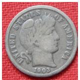1903 S Barber Silver Dime Coin