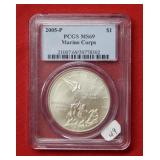 2005 P Marine Corps Comm Dollar PCGS MS69