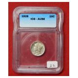1928 Mercury Silver Dime ICG AU58
