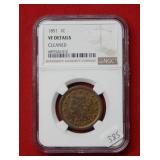 1851 Large Cent NGC VF Details Cleaned