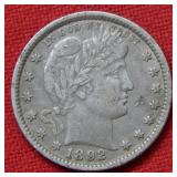 1892 Barber Silver Quarter