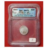 2007 $10 Comm Coin- 1/10 oz .999 Platinum ICG MS70