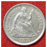 1873 S Seated Liberty Half Dime Coin