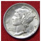 1923 Mercury Silver Dime - Full Split Bands