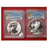 Set of (2) 2013 W Silver Eagles - Rev PF& Enhanced