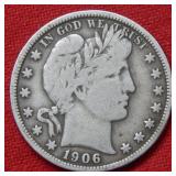 1906 Barber Silver Half Dollar Coin