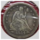 1854 O Seated Liberty Quarter with Arrows