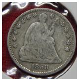 1858 Seated Liberty Silver Half Dime