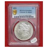 1892 Morgan Silver Dollar PCGS Genuine AU Cleaned