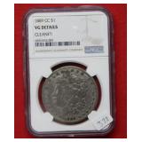 1889 CC Morgan Silver Dollar NGC VG Cleaned