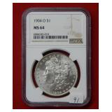 1904 O Morgan Silver Dollar Coin NGC MS64
