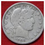 1908 O Barber Half Dollar Coin