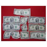 Lot of 1976  $2 Fed Res Notes - Damaged