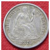 1876 Seated Liberty Silver Dime Coin