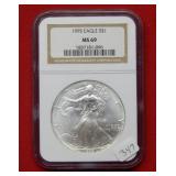 1995 Silver Eagle Coin NGC MS69 1oz Silver