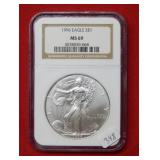 1996 Silver Eagle Coin NGC MS69 1oz Silver