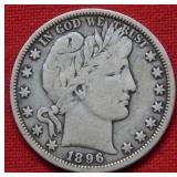 1896 O Barber Silver Half Dollar Coin - Rare Date