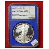 1990 S Silver Eagle NGC PF69 Ultra Cameo