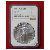 2001 Silver Eagle 1 oz NGC MS69