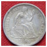1890 Seated Liberty Silver Dime
