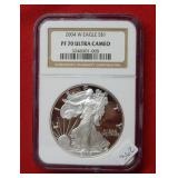 2004 W Silver Eagle Coin NGC PF70 Ultra Cameo