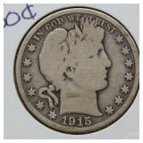 1915 Barber Silver Half Dollar