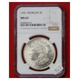 1921 Morgan Silver Dollar NGC MS63