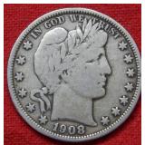 1908 O Barber Silver Half Dollar Coin