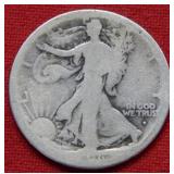 1916 S OBV Walking Liberty Silver Half Dollar