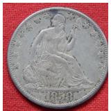 1858 O Seated Liberty Half Dollar - No Motto